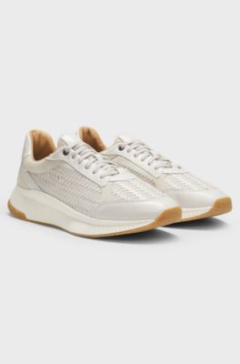 TTNM EVO trainers with woven uppers and suede trims, Natural