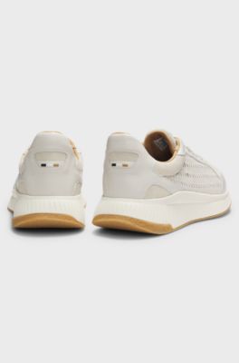 TTNM EVO trainers with woven uppers and suede trims, Natural