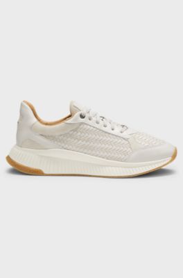 TTNM EVO trainers with woven uppers and suede trims, Natural