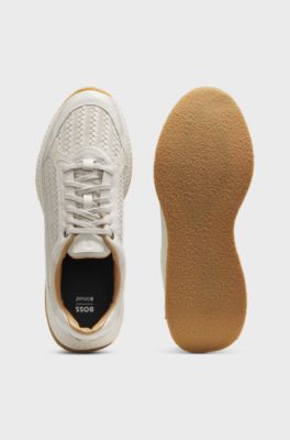 TTNM EVO trainers with woven uppers and suede trims, Natural