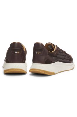 TTNM EVO trainers with woven uppers and suede trims, Dark Brown