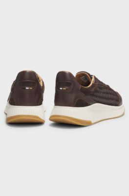 TTNM EVO trainers with woven uppers and suede trims, Dark Brown