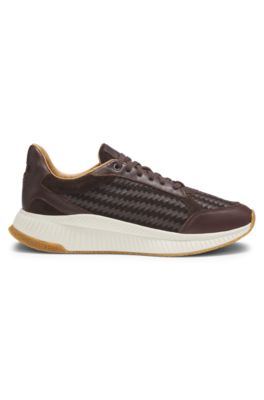 TTNM EVO trainers with woven uppers and suede trims, Dark Brown