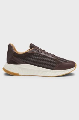 TTNM EVO Sneakers mit gewebtem Obermaterial und Velourslederdetails, Dunkelbraun