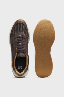 TTNM EVO Sneakers mit gewebtem Obermaterial und Velourslederdetails, Dunkelbraun