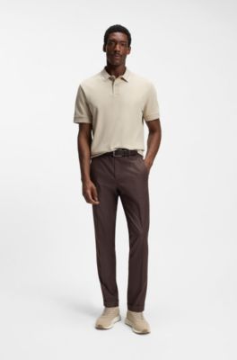 Suede trainers with perforated details, Beige