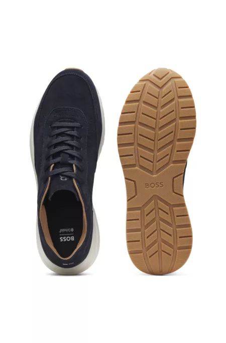 Suede trainers with perforated details