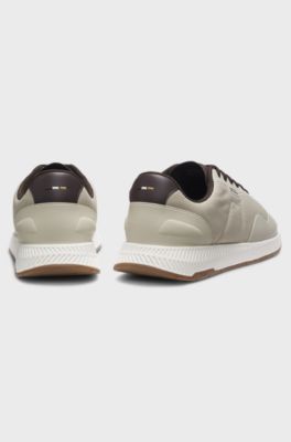 TTNM sneakers van mesh met gladde details, Lichtbeige