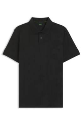 Regular-fit cotton knit polo with 3D jacquard design 4