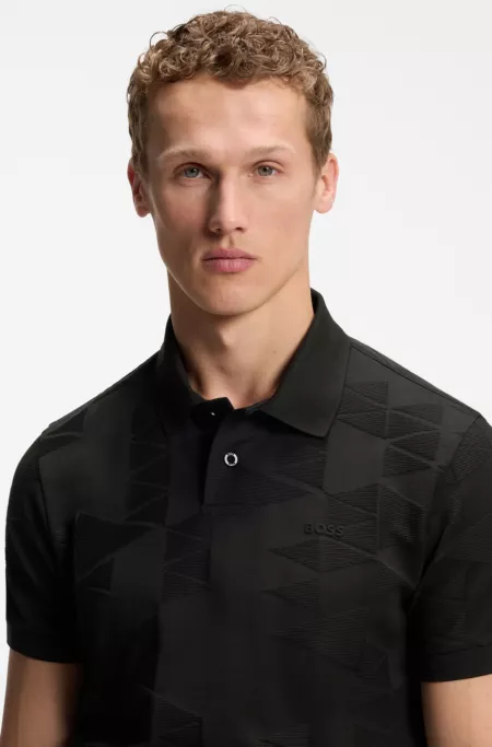 Polo Regular en maille de coton au design jacquard 3D