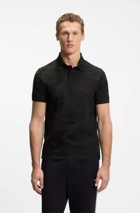 Polo Regular en maille de coton au design jacquard 3D