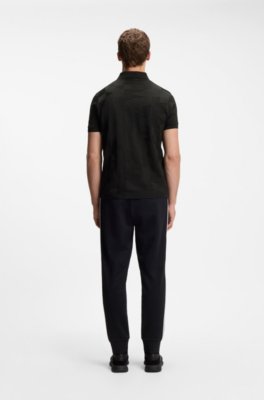 Regular-fit cotton knit polo with 3D jacquard design 3
