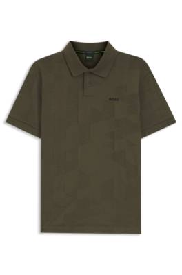 Boss Regular-fit cotton knit polo with 3D jacquard design pikéer herr – bild 4