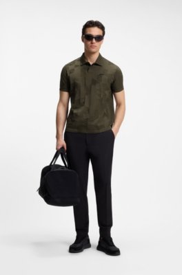 Boss Regular-fit cotton knit polo with 3D jacquard design pikéer herr – bild 2