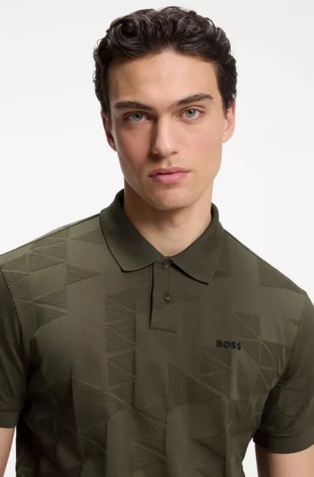 Polo Regular en maille de coton au design jacquard 3D