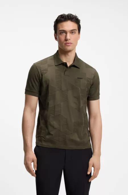 Polo Regular en maille de coton au design jacquard 3D