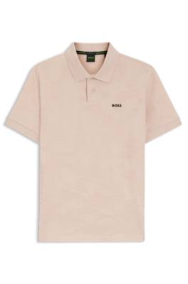 Boss Regular-fit cotton knit polo with 3D jacquard design pikéer herr – bild 4