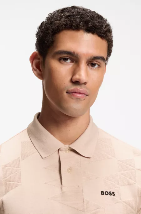 Polo Regular en maille de coton au design jacquard 3D