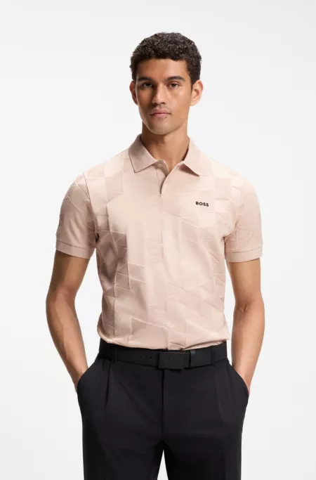 Polo Regular en maille de coton au design jacquard 3D