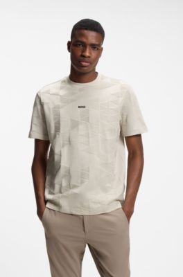 T-shirt in cotone con motivo jacquard 3D, Beige chiaro