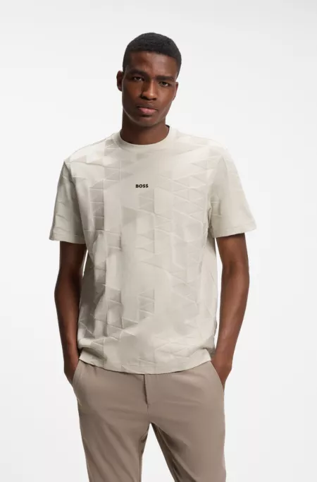 T-Shirt aus Baumwolle mit 3D-Jacquard-Muster