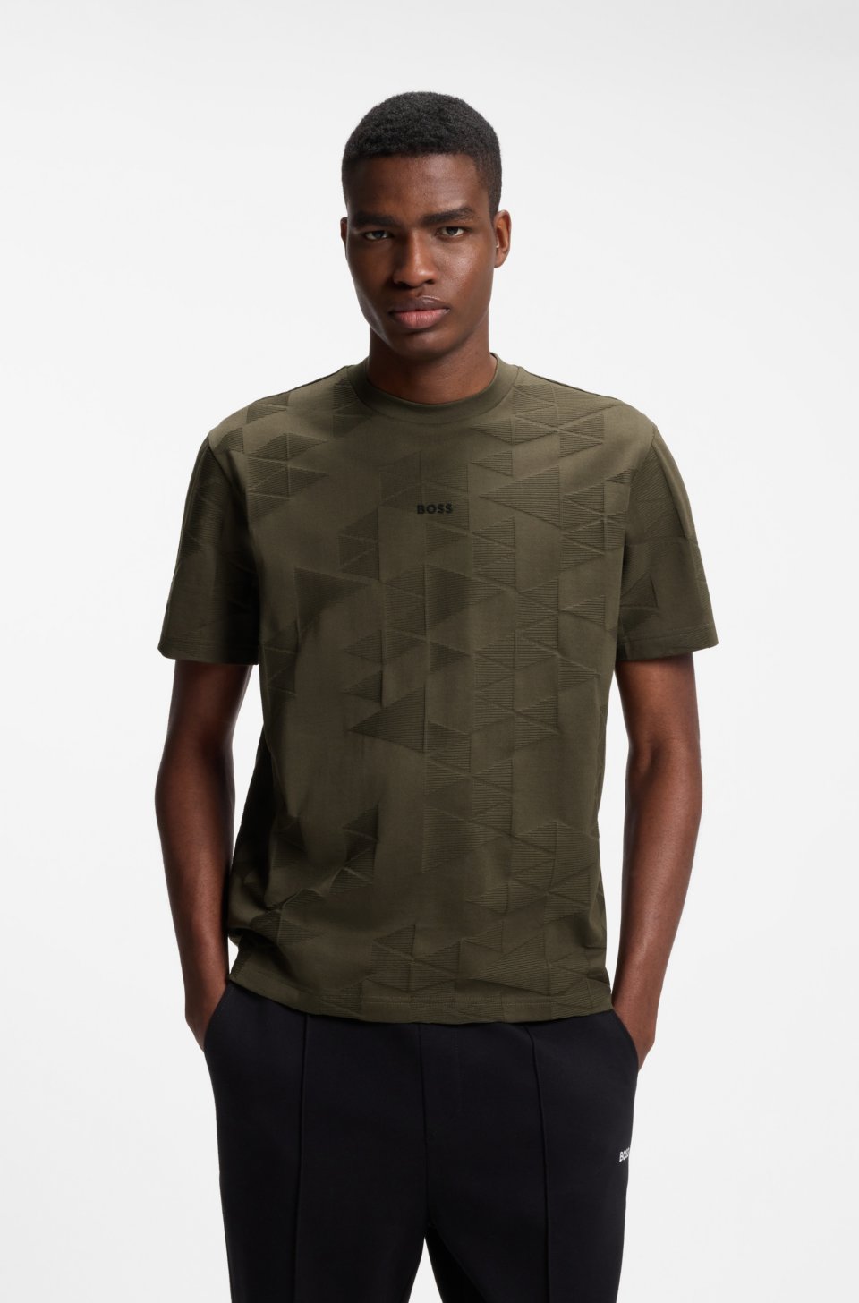 Cotton T-shirt with 3D-jacquard pattern