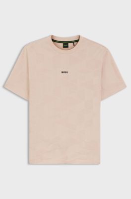 Cotton T-shirt with 3D-jacquard pattern, Light Orange