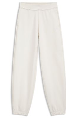 Relaxed-fit cotton joggers with embroidered logo, Natural