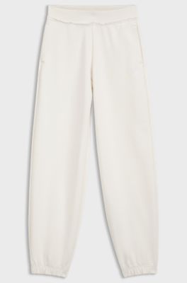 Relaxed-fit cotton joggers with embroidered logo, Natural