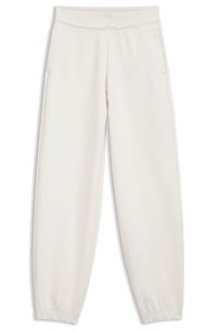 Relaxed-fit cotton joggers with embroidered logo, Natural
