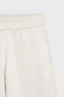 Relaxed-fit cotton joggers with embroidered logo, Natural