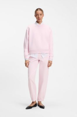 Relaxed-fit cotton joggers with embroidered logo, light pink
