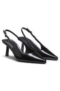 Slingback pumps in brush-off leather, Black