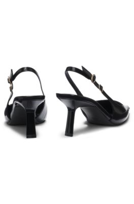 Slingback pumps in brush-off leather, Black