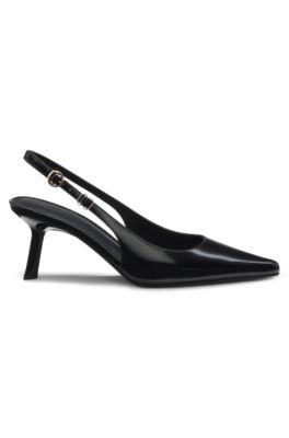 Slingback pumps in brush-off leather, Black