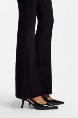 Pumps met open hiel van geborsteld leer, Zwart