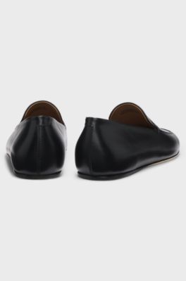 In Portugal gefertigte Leder-Loafer, Schwarz