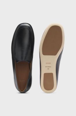 In Portugal gefertigte Leder-Loafer, Schwarz