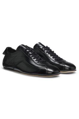 Nappa-leather trainers with debossed logo, Black