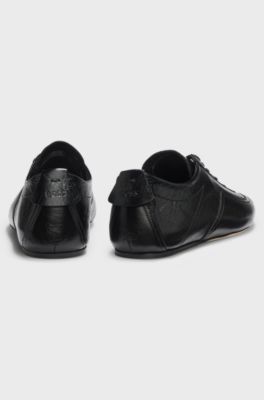 Nappa-leather trainers with debossed logo, Black