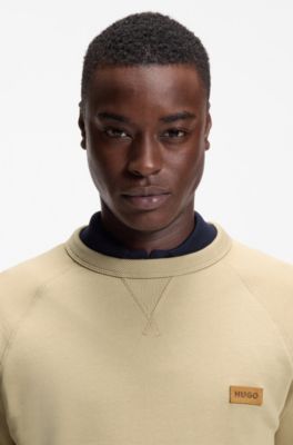 Cotton-terry sweatshirt with logo badge, Beige