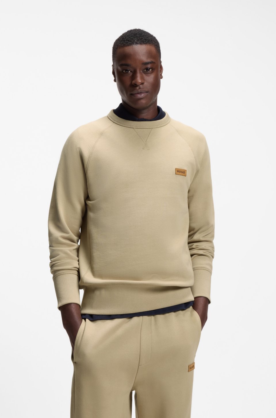 Cotton-terry sweatshirt with logo badge