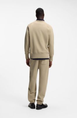 Cotton-terry sweatshirt with logo badge, Beige
