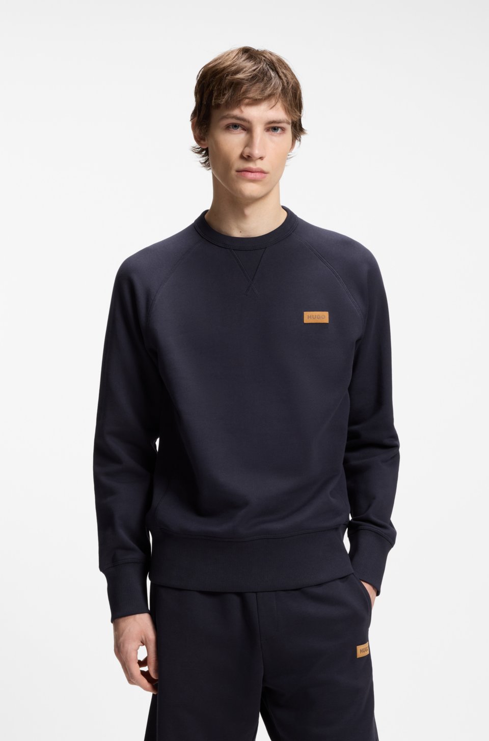 Cotton-terry sweatshirt with logo badge