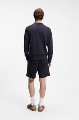 Cotton-terry sweatshirt with logo badge, Dark Blue