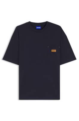 Hugo Loose-fit T-shirt in cotton with suede logo badge herr – bild 4