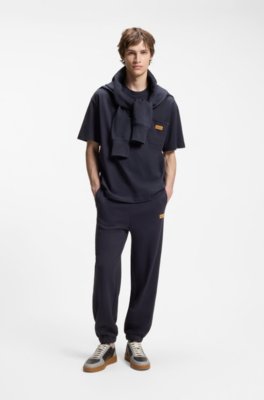 Hugo Loose-fit T-shirt in cotton with suede logo badge herr – bild 2