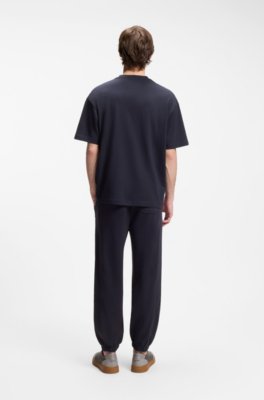 Hugo Loose-fit T-shirt in cotton with suede logo badge herr – bild 3