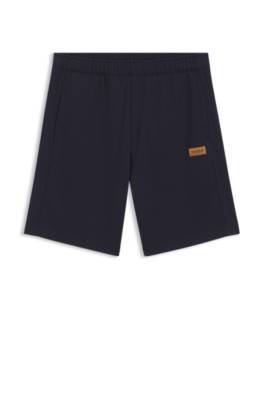 Regular-fit shorts in cotton with suede logo badge 1