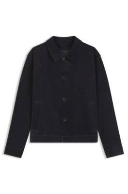 Suede jacket with stitched breast-pocket detail 1